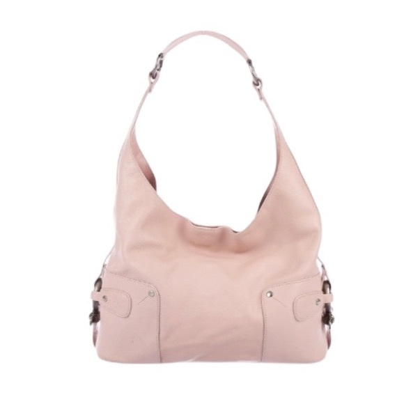 Burberry Handbags - Authentic Burberry Hobo Hand Bag Purse Tote Pink Grained Leather Canvas Lining